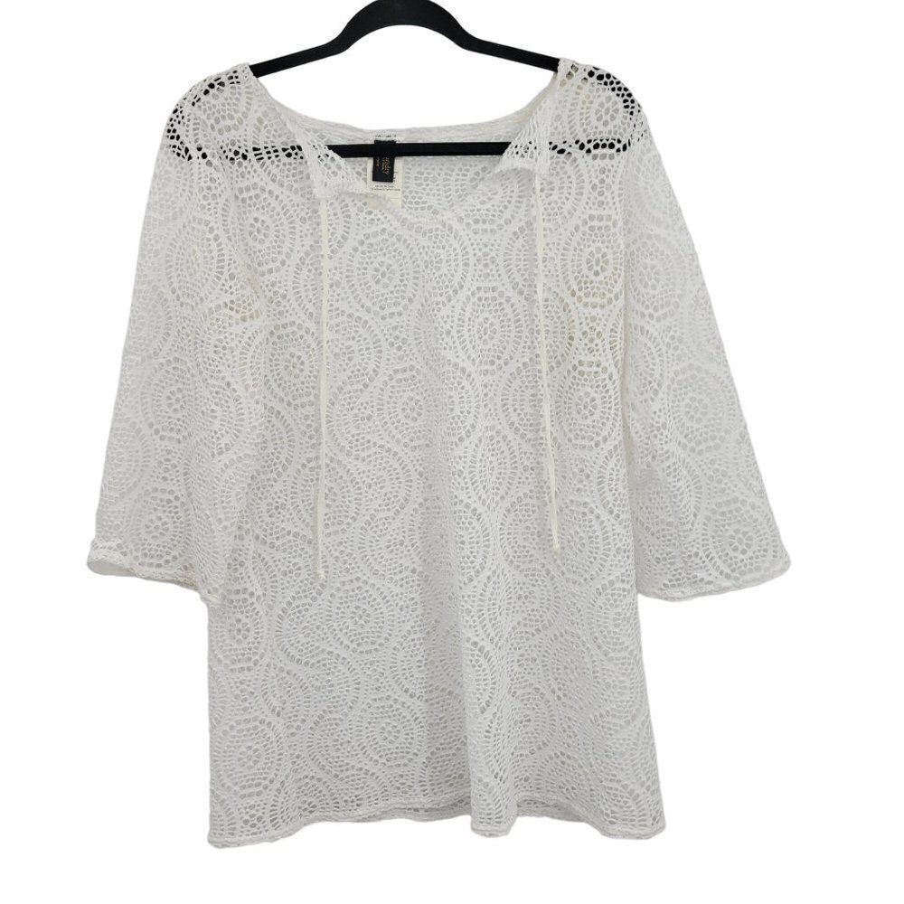 Laundry by Shelli Segal Swimsuit Coverup Sz S White Lace Crochet‎ Beach Resort